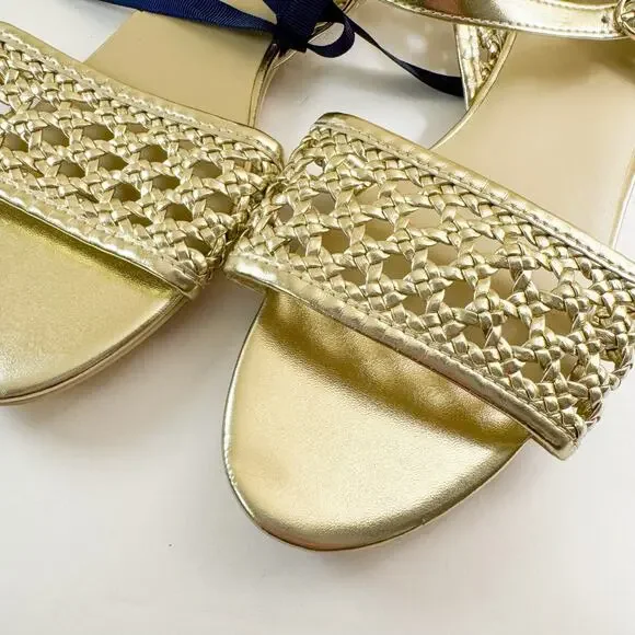 Janie & Jack Sandals Girls Metallic Woven Sandal Gold Size 3K NWT! - Picture 2 of 6